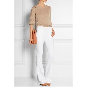 Frame Le Flare De Francoise Jeans Size 24 White Denim Pockets Side Zip Button